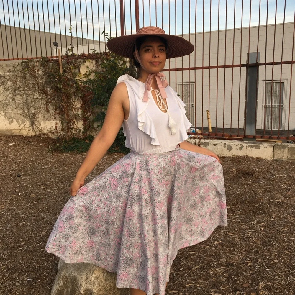 VINTAGE 50s HANDMADE SKIRT WITH POCKET - Picture 9 of 15